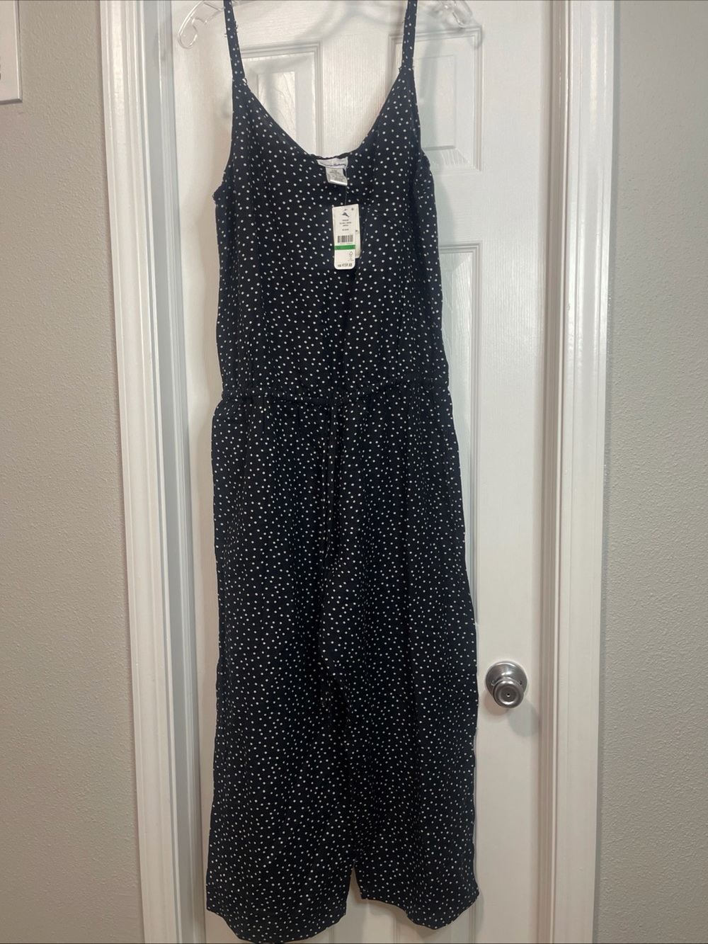 Tommy Bahama Linen jumpsuit polka dot SEA SWELL CROPPED Size Large